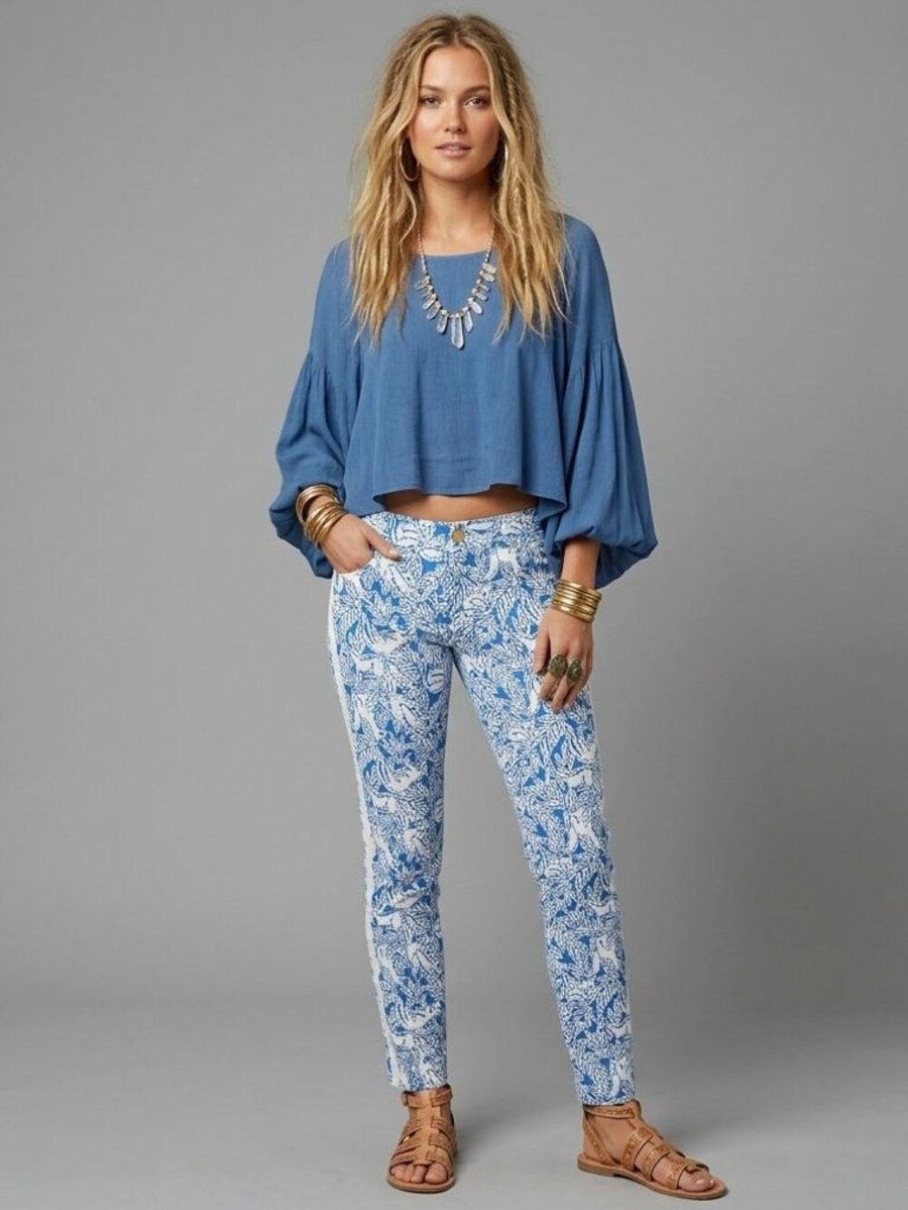 Lilly Pulitzer Pants Sz S Blue & White Pull-On Floral Jacquard Clean Luxury NWT